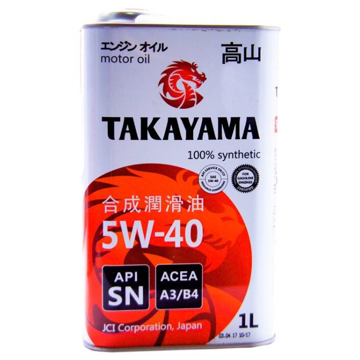 Масло TAKAYAMA 5W40 SN (синтетика) 1л