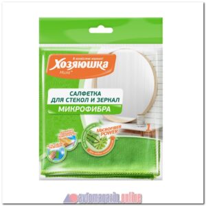 Салфетка микрофибра для стекла и зеркал "Хозяюшка Мила" 30х30см