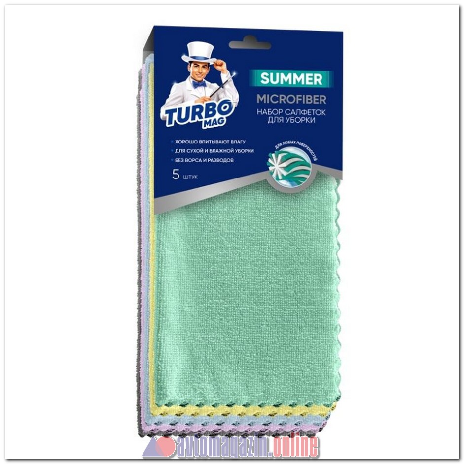 Салфетка универсальная TURBOMAG SUMMER микрофибра 30*30 см. 5шт