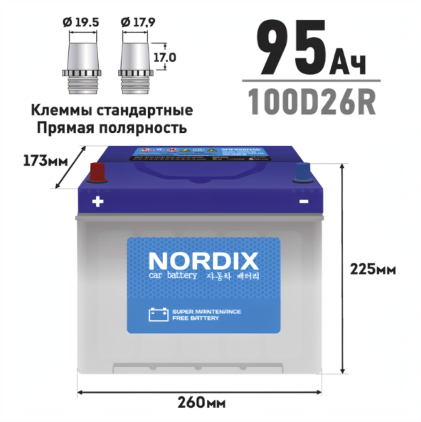 Аккумулятор NORDIX 100D26R 95Ah