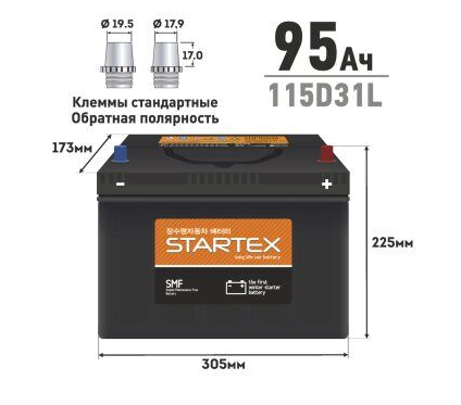 Аккумулятор STARTEX SMF115D31L 95Ah