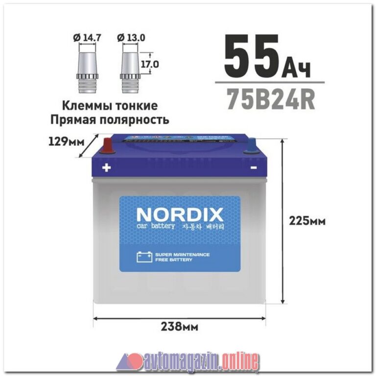 Аккумулятор NORDIX SMF75B24R 55Ah